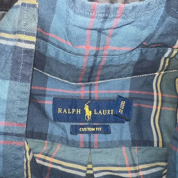 Vintage Polo by Ralph Lauren Men's Blue Plaid Shirt - Picture 3 of 3